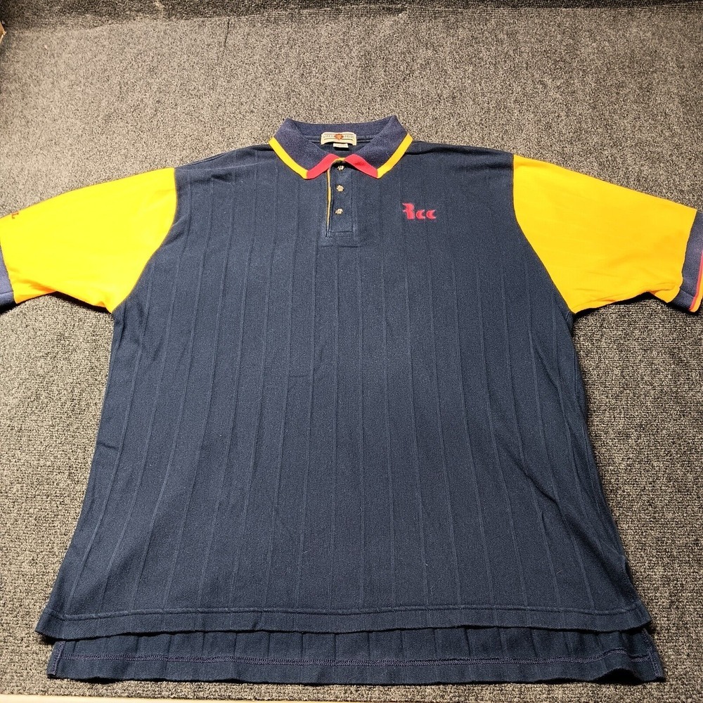 Vintage Lions Pride Polo Shirt Unicel Navy Blue Yellow Adult Xxl 2xl Usa Made